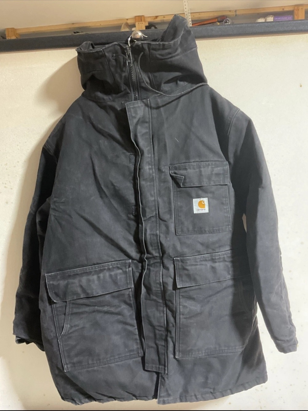 Vintage CQ385 Carhartt Jacket Large Arctic Quilted Siberian Parka Black USA Made
